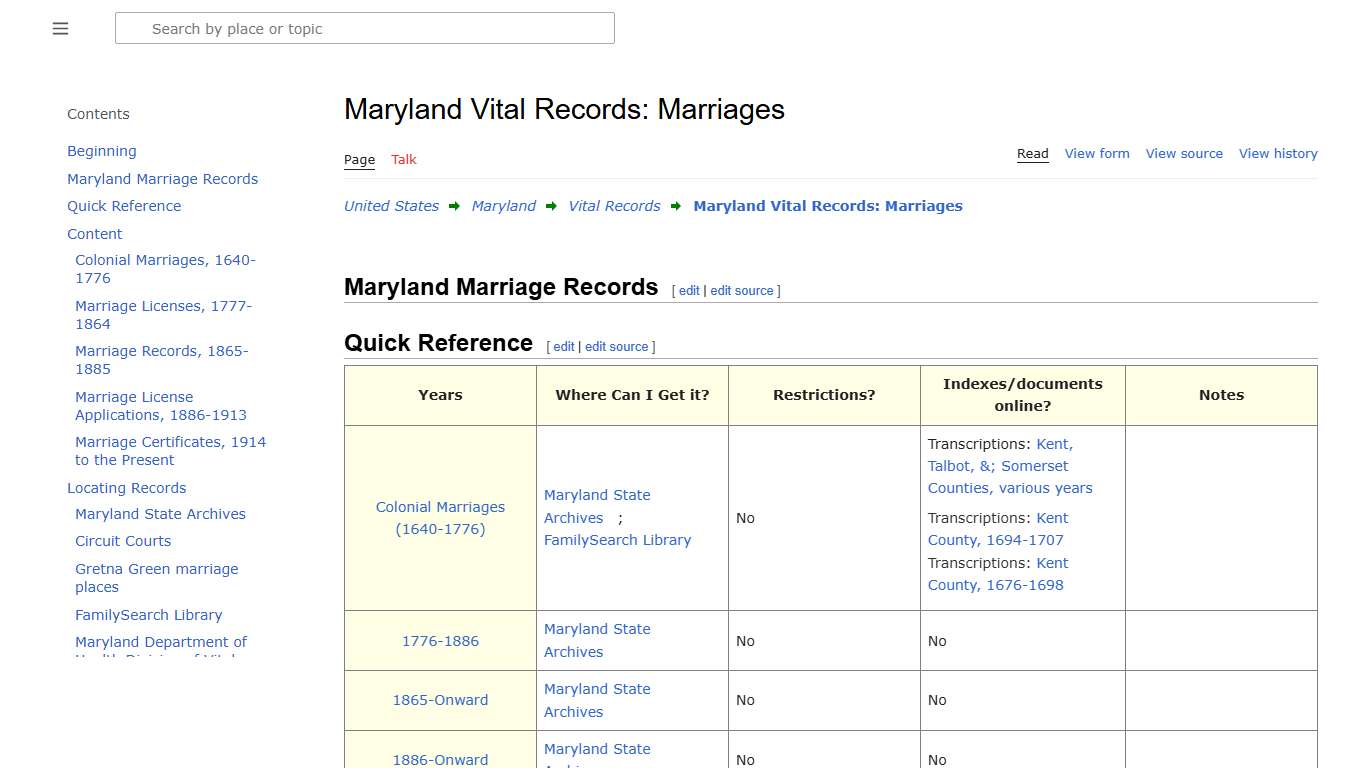 Maryland Vital Records: Marriages • FamilySearch